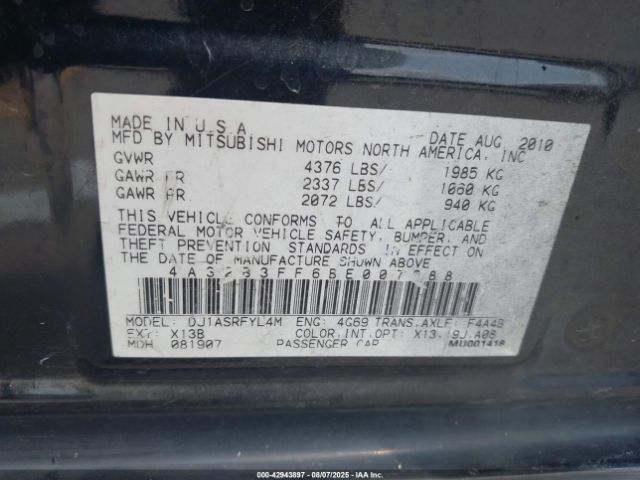 2011 MITSUBISHI GALANT 4A32B3FF6BE007988 Photo 8