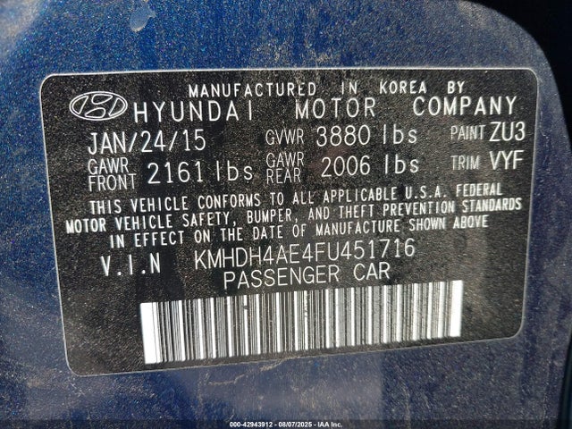 Hyundai dohc mpi nu 2015 KMHDH4AE4FU451716 Image 9