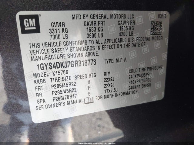 2016 CADILLAC ESCALADE 1GYS4DKJ7GR318773 Photo 8