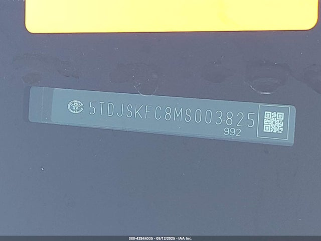 5TDJSKFC8MS003825 Toyota a25a-fxs, 5nm, 4nm