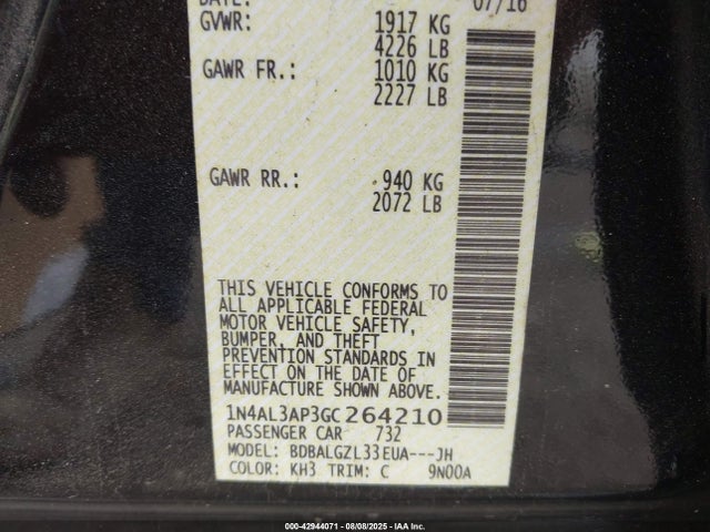 1N4AL3AP3GC264210 Nissan Altima