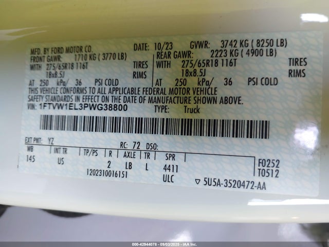 1FTVW1EL3PWG38800 Ford F-150