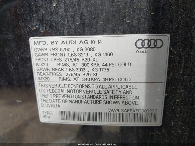 2015 AUDI Q7 WA1LGAFEXFD009222 Photo 8
