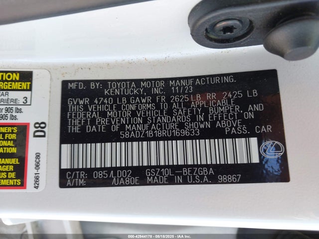 Lexus 2gr-fks 2024 58ADZ1B18RU169633 Image 9