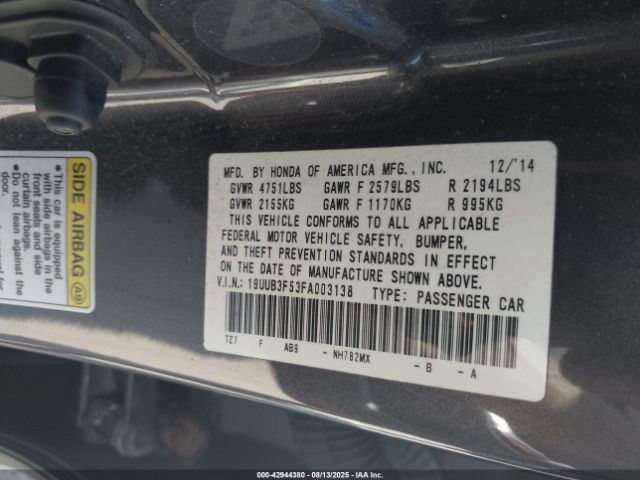 2015 ACURA TLX 19UUB3F53FA003138 Photo 8