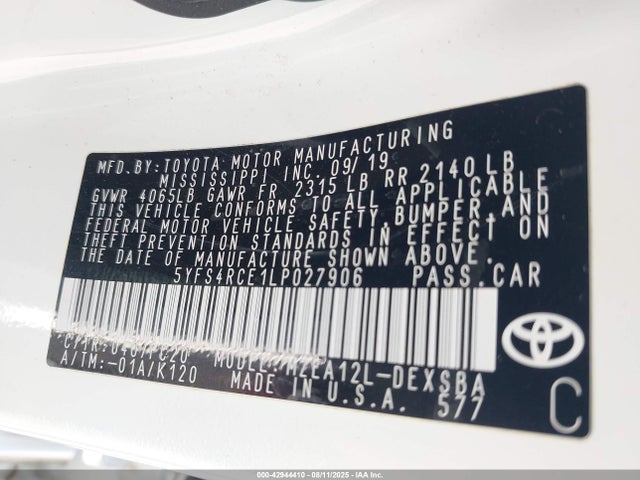 5YFS4RCE1LP027906 Toyota COROLLA SE
