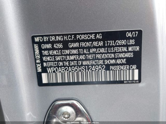 2017 PORSCHE 911 WP0AB2A95HS124952 Photo 8