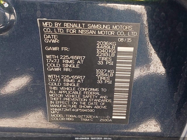 Nissan 2016 2016 KNMAT2MT4GP594590 Image 9