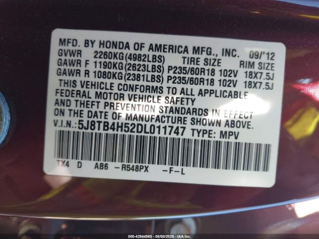 2013 ACURA RDX 5J8TB4H52DL011747 Photo 8