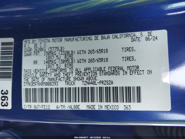 Toyota t24a-fts 2024 3TMKB5FNXRM008393 Image 9
