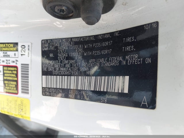 5TDYZ3DC6HS791061 Toyota 2gr-fks