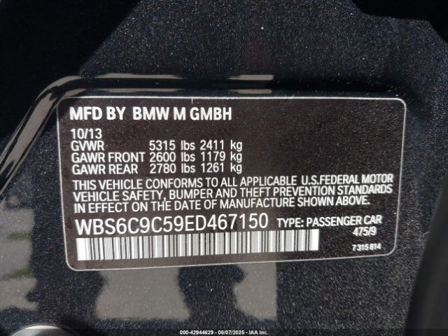 2014 BMW M6 GRAN COUPE WBS6C9C59ED467150 Photo 8