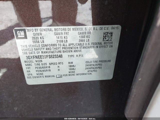 2015 CADILLAC SRX 3GYFNEE39FS623348 Photo 8