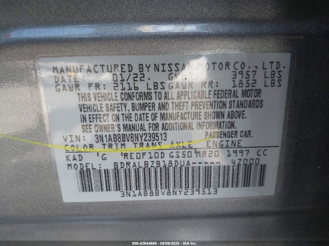 3N1AB8BV8NY239513 Nissan 2022