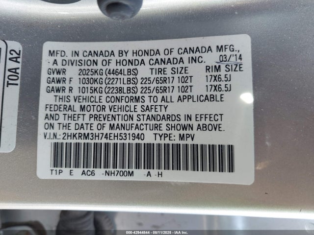 Honda Cr-v Ex-l 2014 2HKRM3H74EH531940 Image 9