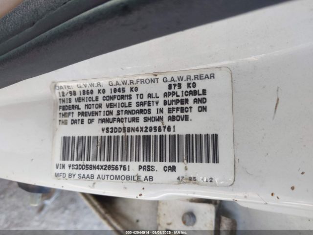 1999 SAAB 9-3 YS3DD58N4X2056761 Photo 8