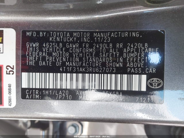 Toyota a25a-fxs 2024 4T1F31AK3RU627073 Image 9