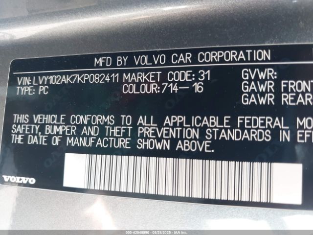 2019 VOLVO S90 LVY102AK7KP082411 Photo 8