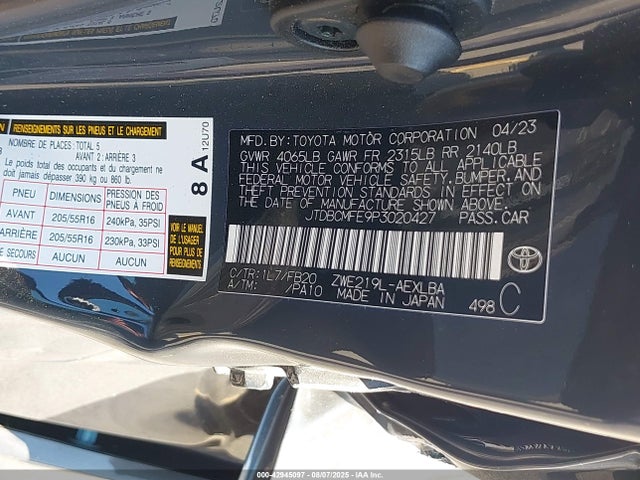 Toyota 2zr-fxe, 1vm 2023 JTDBCMFE9P3020427 Image 9