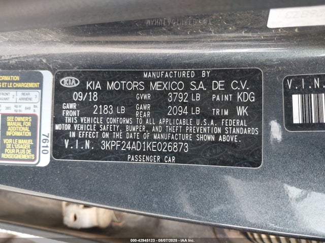 3KPF24AD1KE026873 KIA mpi nu