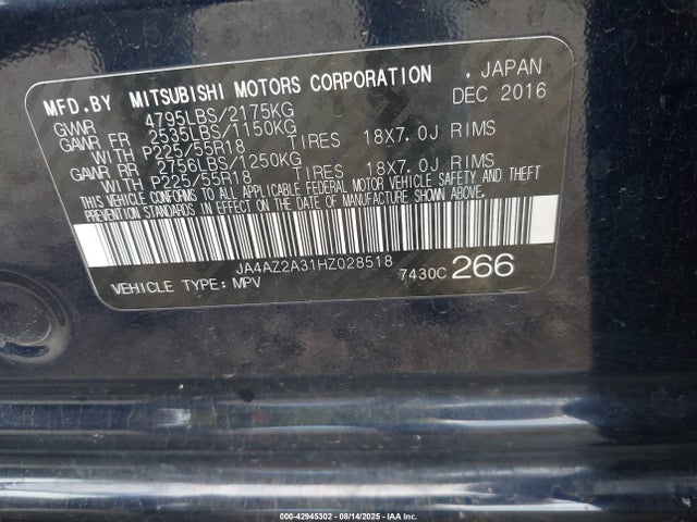 JA4AZ2A31HZ028518 Mitsubishi 2.4 sohc mivec