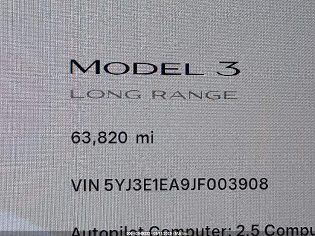5YJ3E1EA9JF003908 Tesla MODEL 3