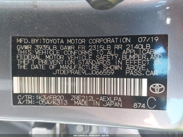 JTDEPRAE9LJ066559 Toyota 2zr-fae