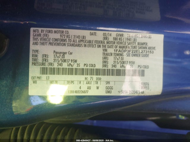 1FADP3F22EL273153 Ford 2014