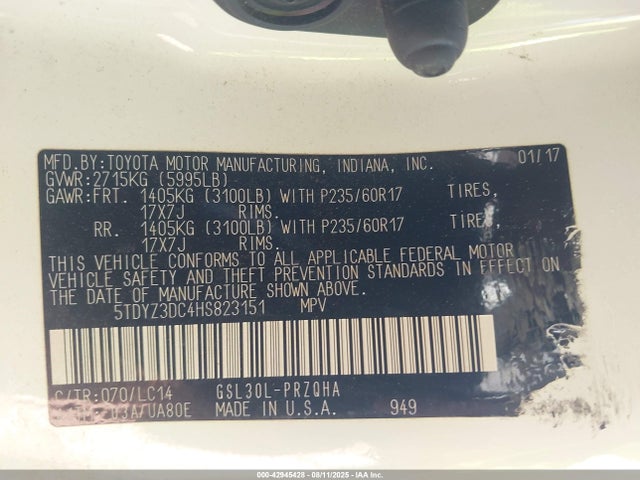 2017 TOYOTA SIENNA 5TDYZ3DC4HS823151 Photo 8