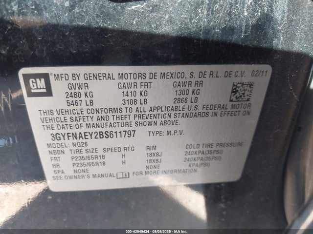 2011 CADILLAC SRX 3GYFNAEY2BS611797 Photo 8