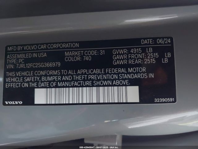 2025 VOLVO S60 7JRL12FC2SG366979 Photo 8