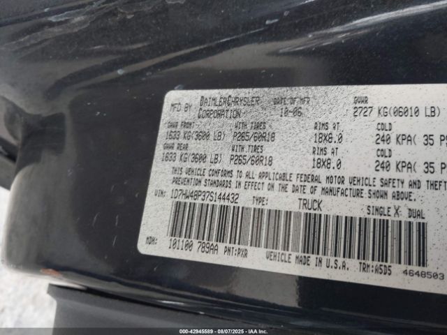 2007 DODGE DAKOTA 1D7HW48P37S144432 Photo 8