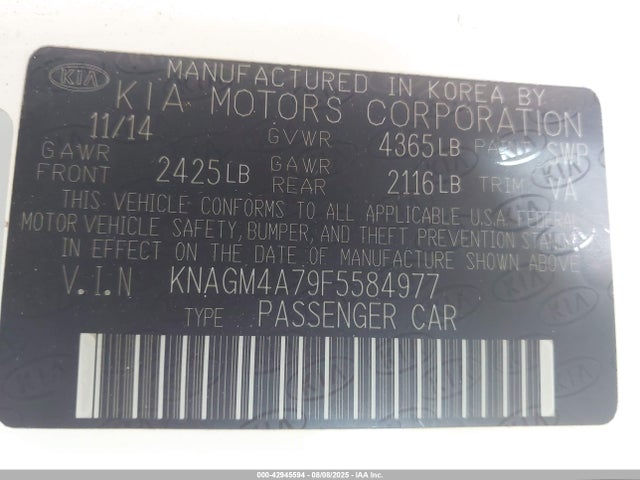 KIA dohc gdi theta ii 2015 KNAGM4A79F5584977 Image 9
