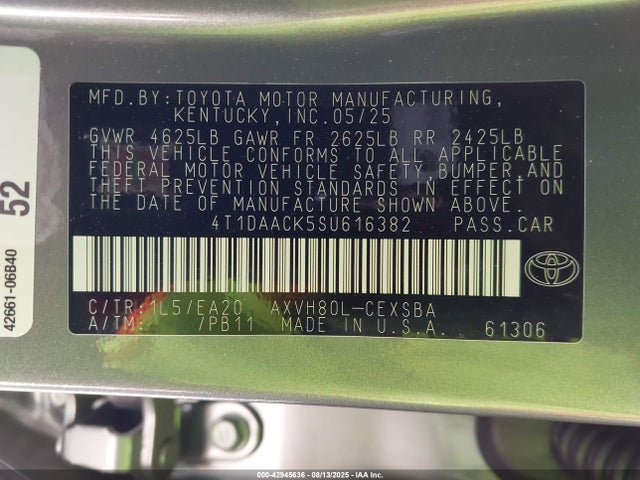 Toyota Camry 2025 4T1DAACK5SU616382 Image 21