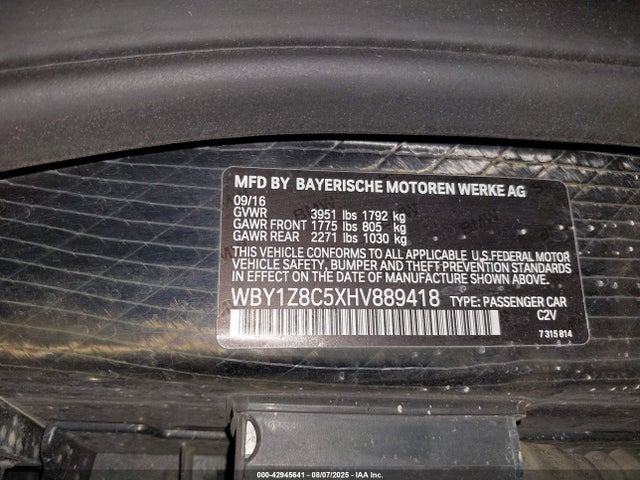 WBY1Z8C5XHV889418 BMW electric/2-cyl .gasoline