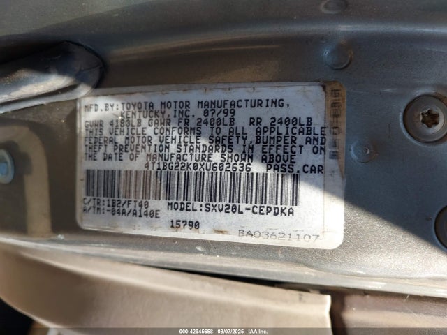 1999 TOYOTA CAMRY 4T1BG22K0XU602636 Photo 8