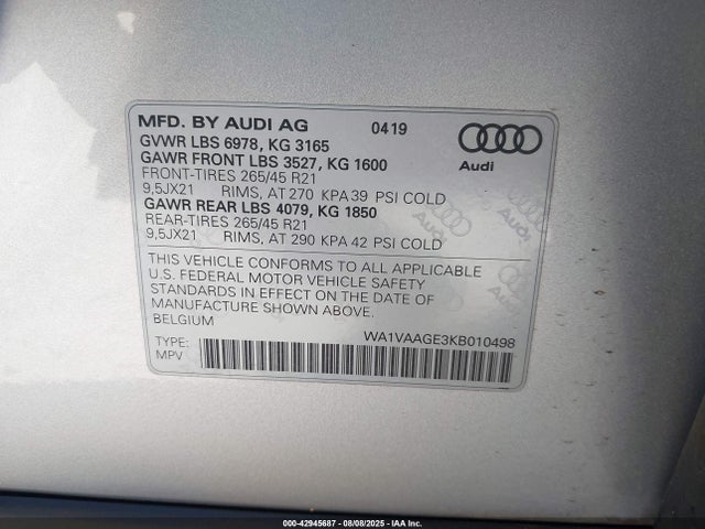 2019 AUDI E-TRON WA1VAAGE3KB010498 Photo 8