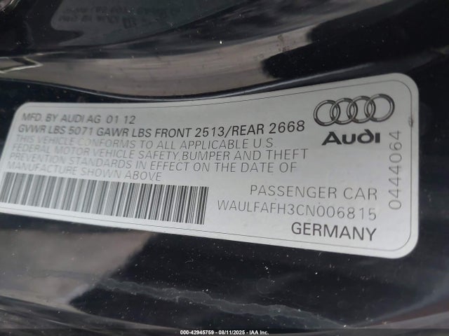 2012 AUDI A5 WAULFAFH3CN006815 Photo 8