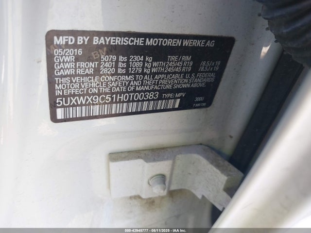 5UXWX9C51H0T00383 BMW X3