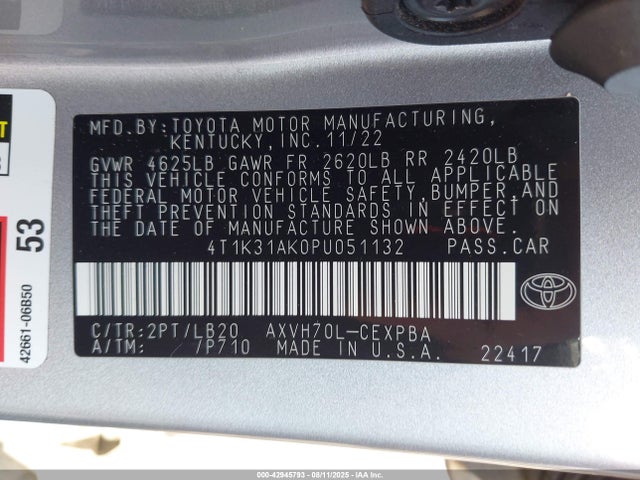 Toyota a25a-fxs, 3nm 2023 4T1K31AK0PU051132 Image 9