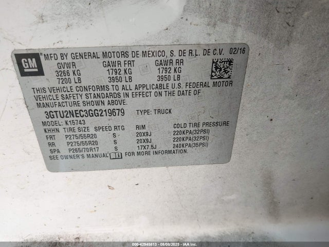 3GTU2NEC3GG219679 GMC l83 - sidi, vvt, afm, e85 max, aluminum