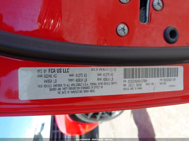 Dodge 2016 2016 2C3CDZAGXGH137880 Image 9