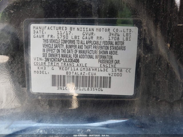 Nissan 2018 2018 3N1CN7AP1JL835406 Image 9
