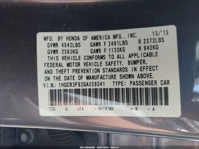 1HGCR3F92GA009041 Honda j35y1