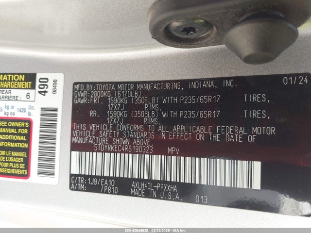 5TDYRKEC4RS190323 Toyota a25a-fxs