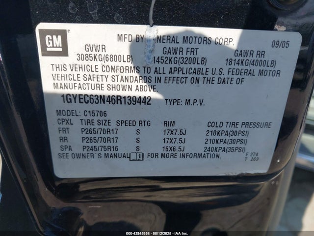 2006 CADILLAC ESCALADE 1GYEC63N46R139442 Photo 8