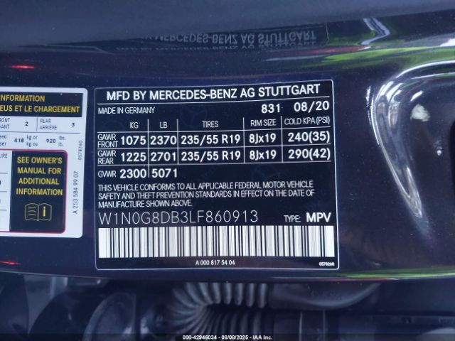 2020 MERCEDES-BENZ GLC 300 W1N0G8DB3LF860913 Photo 8