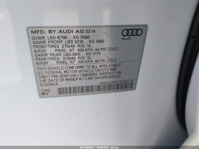 2014 AUDI Q7 WA1LGAFE7ED017115 Photo 8