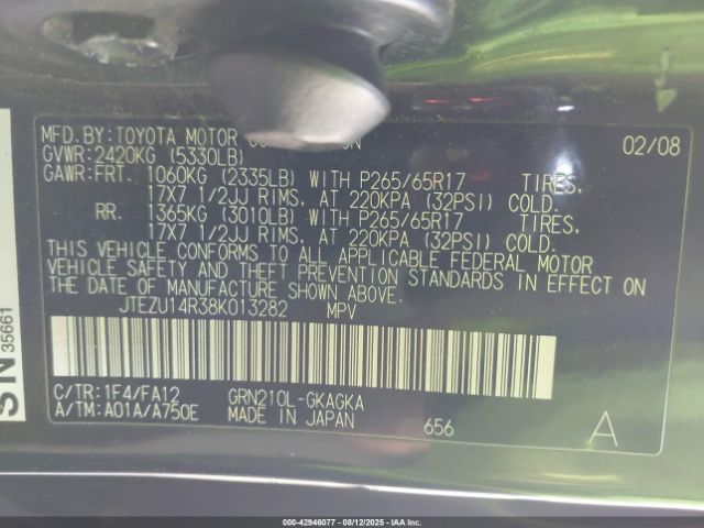 2008 TOYOTA 4RUNNER JTEZU14R38K013282 Photo 8