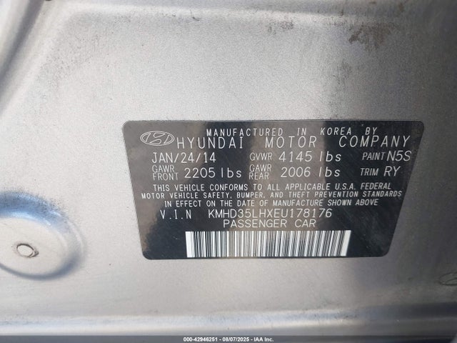 KMHD35LHXEU178176 Hyundai dohc gdi nu